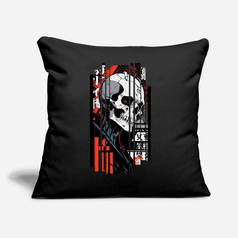 Ver.1 - Cyborg skull red black kanji Sofa pillow with filling 45cm x 45cm