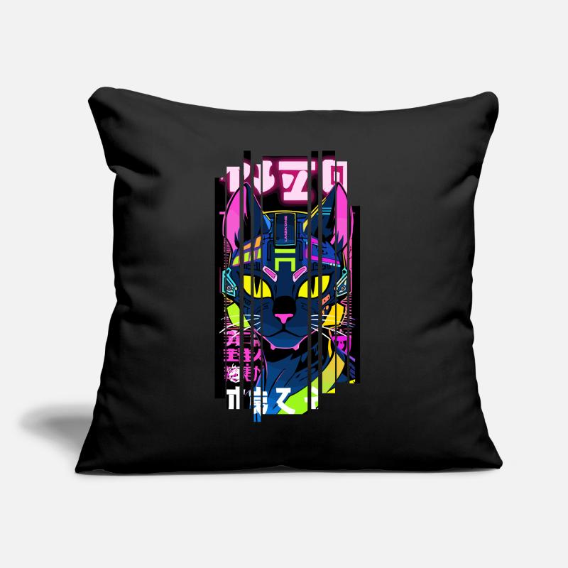 Ver.1 - Cyborg Cat Neon Kanji Sofa pillow with filling 45cm x 45cm
