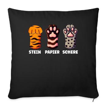 Chat Pierre Papier Ciseaux Patte Jeu Drôle - Coussin et housse de 45 x 45 cm - noir - Devant