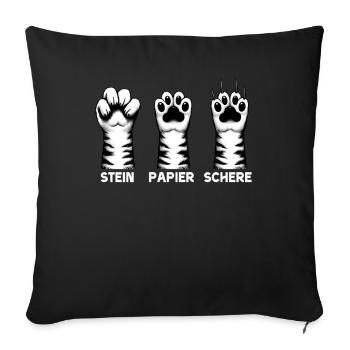Chat Pierre Papier Ciseaux Patte Jeu Drôle - Coussin et housse de 45 x 45 cm - noir - Devant