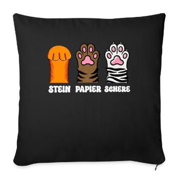 Chat Pierre Papier Ciseaux Patte Jeu Drôle - Coussin et housse de 45 x 45 cm - noir - Devant