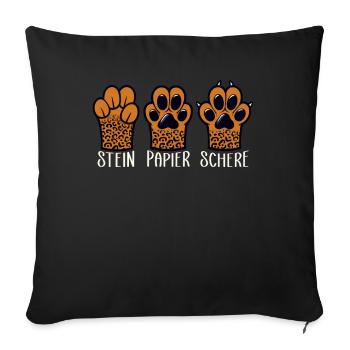 Chat Pierre Papier Ciseaux Patte Jeu Drôle - Coussin et housse de 45 x 45 cm - noir - Devant