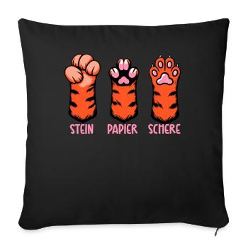 Cat Stone Paper Scissors Paw Game Funny - Sofa pillow with filling 45cm x 45cm - black - Front