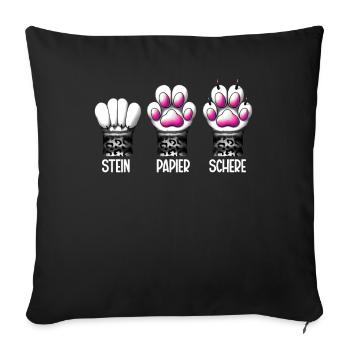 Chat Pierre Papier Ciseaux Patte Jeu Drôle - Coussin et housse de 45 x 45 cm - noir - Devant