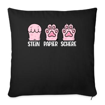 Chat Pierre Papier Ciseaux Patte Jeu Drôle - Coussin et housse de 45 x 45 cm - noir - Devant