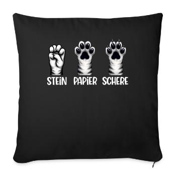 Chat Pierre Papier Ciseaux Patte Jeu Drôle - Coussin et housse de 45 x 45 cm - noir - Devant