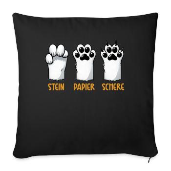 Cat Stone Paper Scissors Paw Game Funny - Sofa pillow with filling 45cm x 45cm - black - Front