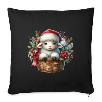 Christmas lamb in a basket - Sofa pillow with filling 45cm x 45cm - black - Front