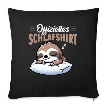 Official Sleep Shirt Sloth Late Riser - Sofa pillow with filling 45cm x 45cm - black - Front