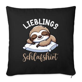 Official Sleep Shirt Sloth Late Riser - Sofa pillow with filling 45cm x 45cm - black - Front