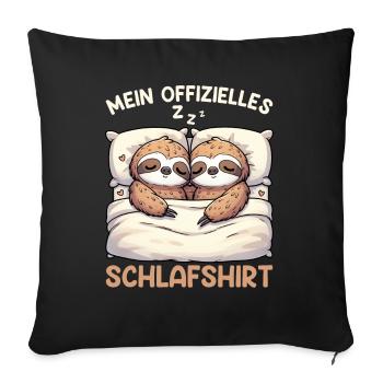 Official Sleep Shirt Sloth Late Riser - Sofa pillow with filling 45cm x 45cm - black - Front