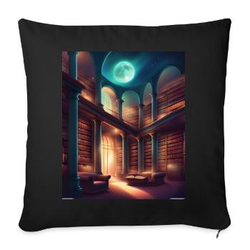 Fantasy library - Sofa pillow with filling 45cm x 45cm - black - Front