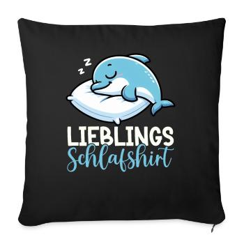Official Sleep Shirt Dolphin Pajamas - Sofa pillow with filling 45cm x 45cm - black - Front