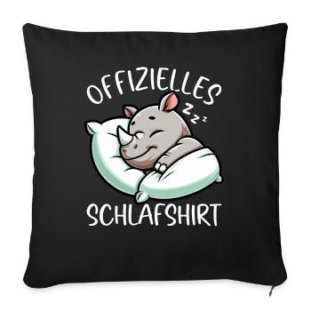 Official Sleeping Shirt Rhinoceros Late Riser - Sofa pillow with filling 45cm x 45cm - black - Front