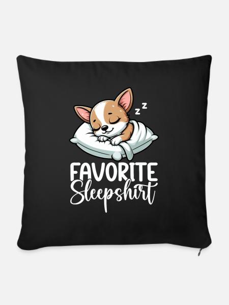 Offizielles Schlafhaus Chihuahua Hund Schlafyhead - Sofakissen mit Füllung 45 x 45 cm - Schwarz