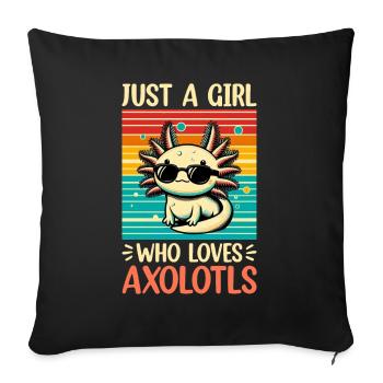 Axolotl Mignon Amphibien Amoureux des animaux Otaku - Coussin et housse de 45 x 45 cm - noir - Devant