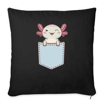 Axolotl Mignon Amphibien Amoureux des animaux Otaku - Coussin et housse de 45 x 45 cm - noir - Devant