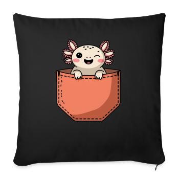 Axolotl Mignon Amphibien Amoureux des animaux Otaku - Coussin et housse de 45 x 45 cm - noir - Devant
