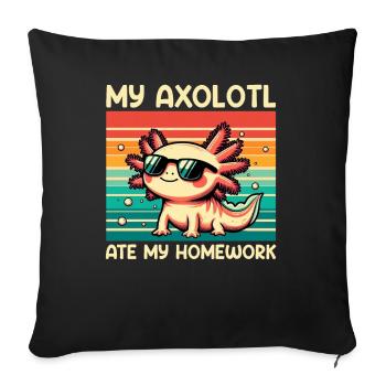 Axolotl Mignon Amphibien Amoureux des animaux Otaku - Coussin et housse de 45 x 45 cm - noir - Devant