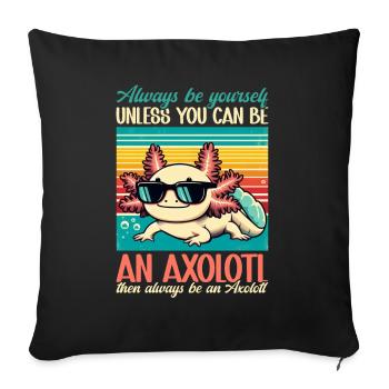 Axolotl Mignon Amphibien Amoureux des animaux Otaku - Coussin et housse de 45 x 45 cm - noir - Devant