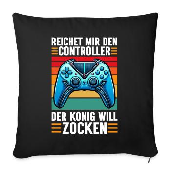 Hands me the controller the king wants to gamble - Sofa pillow with filling 45cm x 45cm - black - Front