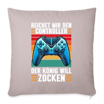 Il me tend la manette que le roi veut jouer - Coussin et housse de 45 x 45 cm - taupe clair - Devant