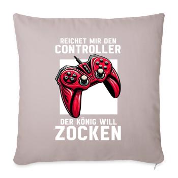 Hands me the controller the king wants to gamble - Sofa pillow with filling 45cm x 45cm - light taupe - Front