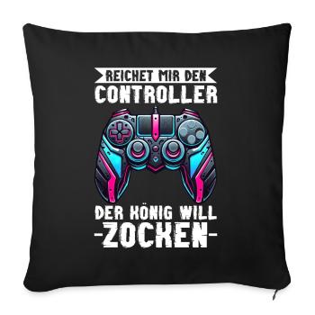 Hands me the controller the king wants to gamble - Sofa pillow with filling 45cm x 45cm - black - Front