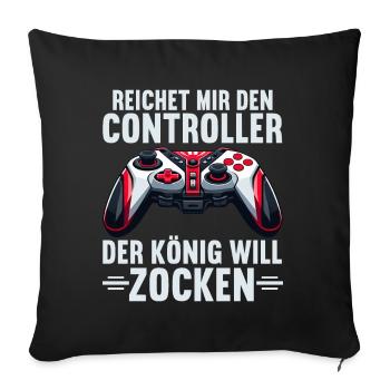 Hands me the controller the king wants to gamble - Sofa pillow with filling 45cm x 45cm - black - Front