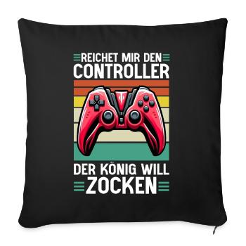 Hands me the controller the king wants to gamble - Sofa pillow with filling 45cm x 45cm - black - Front