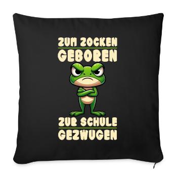Born to gamble Forced to go to school Frog - Sofa pillow with filling 45cm x 45cm - black - Front