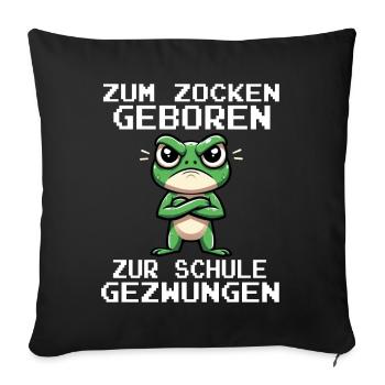 Born to gamble Forced to go to school Frog - Sofa pillow with filling 45cm x 45cm - black - Front