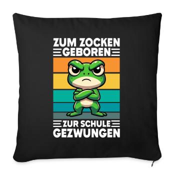 Born to gamble Forced to go to school Frog - Sofa pillow with filling 45cm x 45cm - black - Front