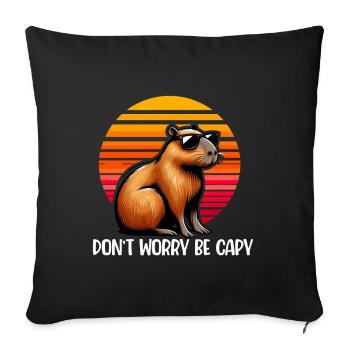Mach Dir Keine Sorgen, Sei Capy Süße Capybara - Sofakissen mit Füllung 45 x 45 cm - Schwarz - Vorne