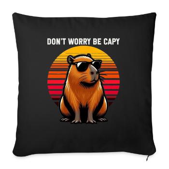 Mach Dir Keine Sorgen, Sei Capy Süße Capybara - Sofakissen mit Füllung 45 x 45 cm - Schwarz - Vorne