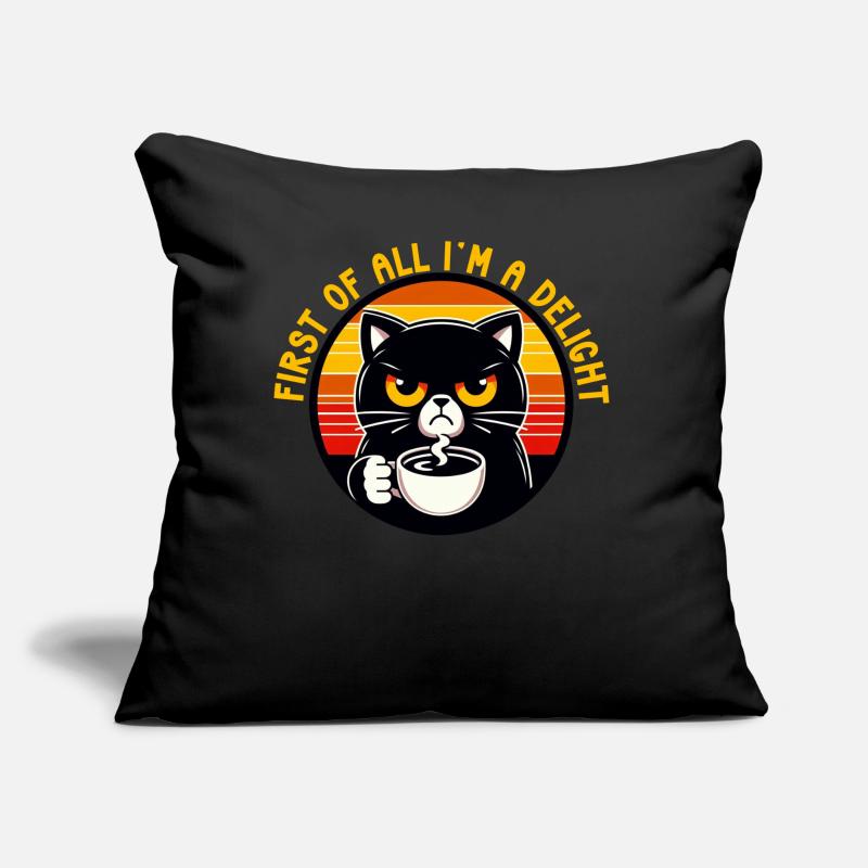 At first I'm a delight a disgruntled cat Sofa pillow with filling 45cm x 45cm
