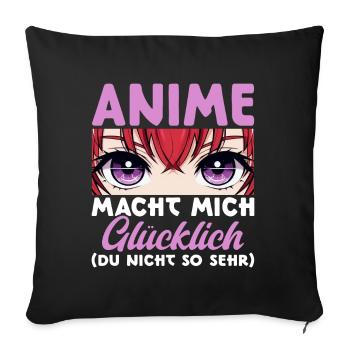 Anime Manga Otaku Japan Kawaii Waifu Anime Cosplay - Sofa pillow with filling 45cm x 45cm - black - Front