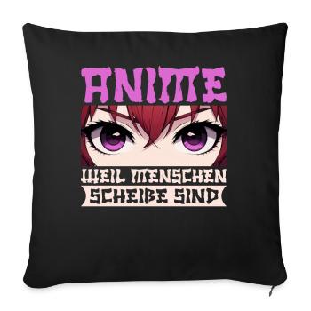 Anime Manga Otaku Japan Kawaii Waifu Anime Cosplay - Sofa pillow with filling 45cm x 45cm - black - Front
