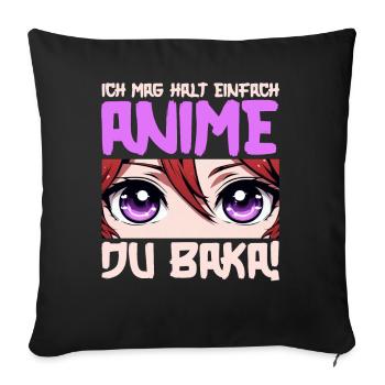 Anime Manga Otaku Japan Kawaii Waifu Anime Cosplay - Sofa pillow with filling 45cm x 45cm - black - Front