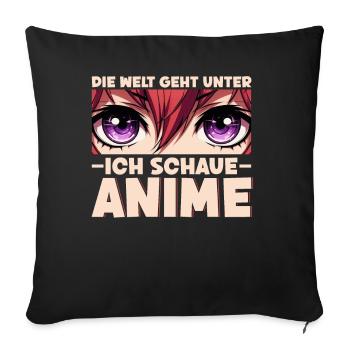 Anime Manga Otaku Japan Kawaii Waifu Anime Cosplay - Sofa pillow with filling 45cm x 45cm - black - Front