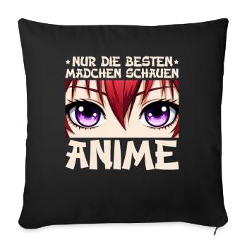 Anime Manga Otaku Japan Waifu Anime Girl Cosplay - Sofa pillow with filling 45cm x 45cm - black - Front