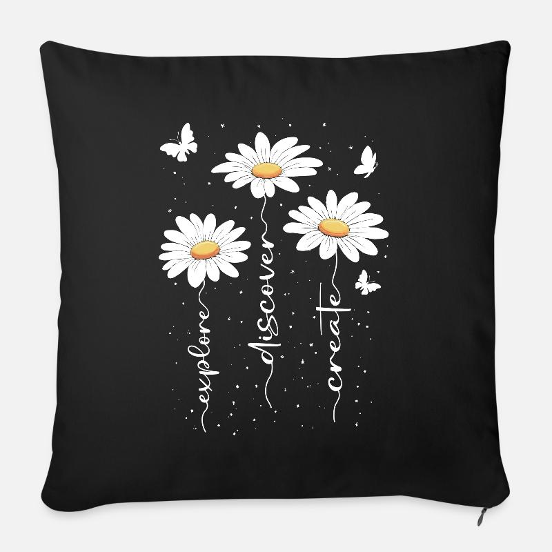 Sommer Blumen Blume Inspiration Motivation Spruch - Sofakissen mit Füllung 45 x 45 cm - Schwarz