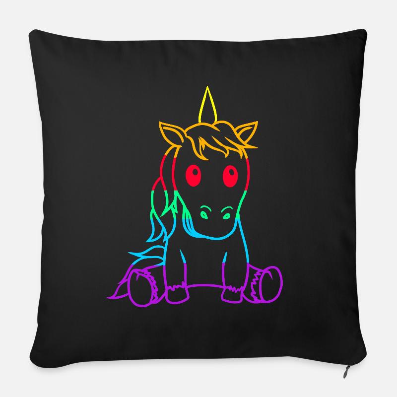 LGBT Einhorn Gay Pride Regenbogenfahne Pferd - Sofakissen mit Füllung 45 x 45 cm - Schwarz