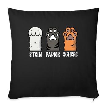 Chat Pierre Papier Ciseaux Patte Jeu Drôle - Coussin et housse de 45 x 45 cm - noir - Devant