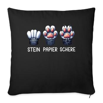 Chat Pierre Papier Ciseaux Patte Jeu Drôle - Coussin et housse de 45 x 45 cm - noir - Devant