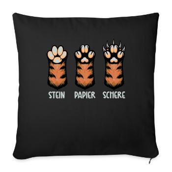 Cat Stone Paper Scissors Paw Game Funny - Sofa pillow with filling 45cm x 45cm - black - Front