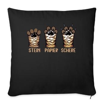 Chat Pierre Papier Ciseaux Patte Jeu Drôle - Coussin et housse de 45 x 45 cm - noir - Devant