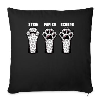 Chat Pierre Papier Ciseaux Patte Jeu Drôle - Coussin et housse de 45 x 45 cm - noir - Devant