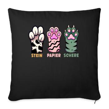 Cat Stone Paper Scissors Paw Game Funny - Sofa pillow with filling 45cm x 45cm - black - Front