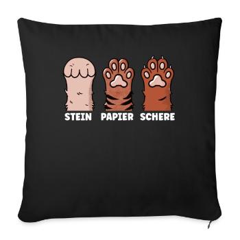 Cat Stone Paper Scissors Paw Game Funny - Sofa pillow with filling 45cm x 45cm - black - Front